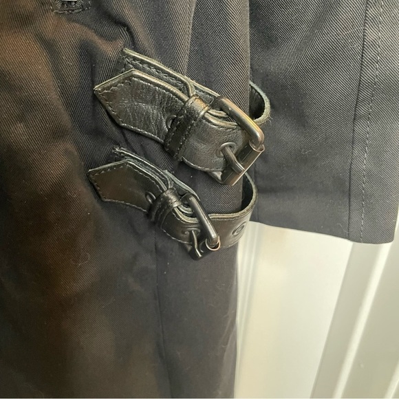 All Saints Wren Biker Coat Black with Leather Buckle Detail Leather Trim 10 - Picture 11 of 13